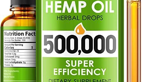 Hemp Seed Oil Drops 500,000 – Pure Omega 3, 6, 9 Supply – Grown and Made in USA