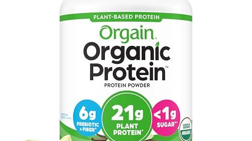 Orgain Natural Vegan Protein Powder, Vanilla Bean – 21g Plant Primarily based Protein, Gluten Free, Dairy Free, Lactose Free, Soy Free, No Sugar Added, Kosher, For Smoothies & Shakes – 2.03lb