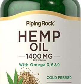 Piping Rock Hemp Oil Capsules 1400mg | 180 Softgels | Omega 3 6 9 | Chilly Pressed | Gluten Free Dietary supplements, Non-GMO