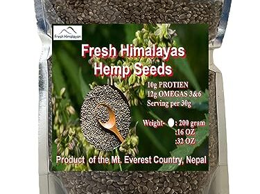 Natural Uncooked Hemp Seeds, 200g, Full Protein 10g & 12g Omegas per Serving Paleo & Keto Pleasant, Himalayan Shelled Hemp Seeds – Develop At Mt. Everest Nation, Nepal