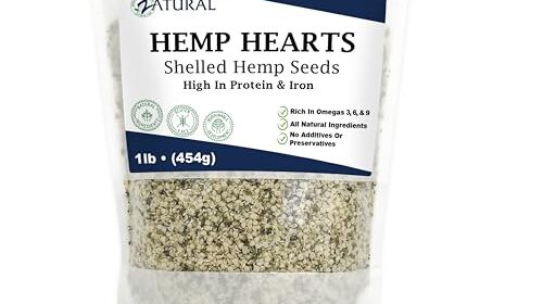 Hemp Hearts – 100% Pure Hemp Hearts – Uncooked Shelled Hemp Seeds (1 Pound)