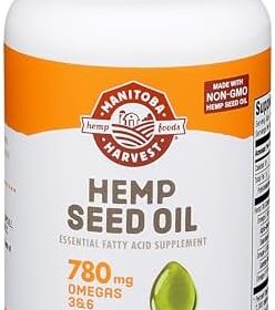 Manitoba Harvest Hemp Seed Oil Softgels, 2,475mg of Plant Based mostly Omegas 3,6 & 9 per serving together with GLA, Fish Oil Various, 60 Rely (Pack of 1) Packaging Could Range