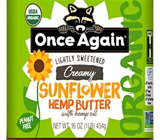 As soon as Once more Natural Creamy Sunflower Hemp Butter with Hemp Oil, 16oz – Calmly Salted & Sweetened – Peanut Free, USDA Natural, Gluten Free Licensed, Vegan, Kosher – Glass Jar